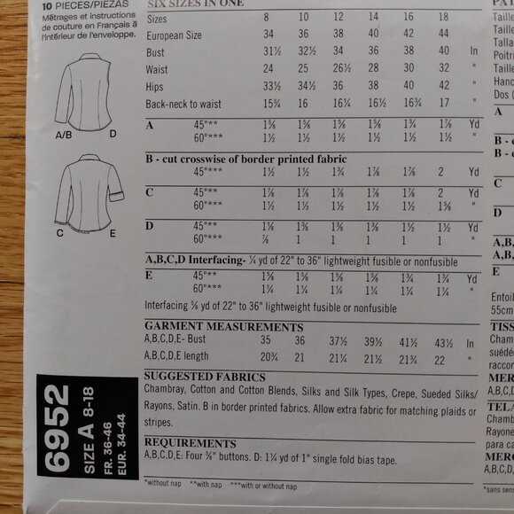 Blouse Sewing Pattern Size 8-18 Sleeveless Shirt New Look 6952 UNCUT - Picture 5 of 8